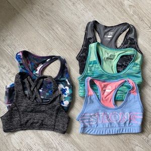 Five girls sports bras size 6 and 6/7